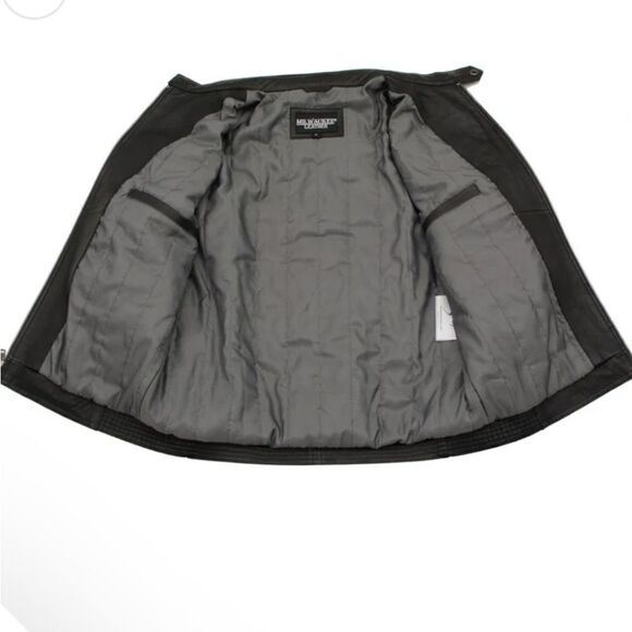 NWT MILWAUKEE LEATHER SFM1806 MEN'S BLACK EURO COLLAR CAFE STYLE LEATHER JACKET - Picture 3 of 9